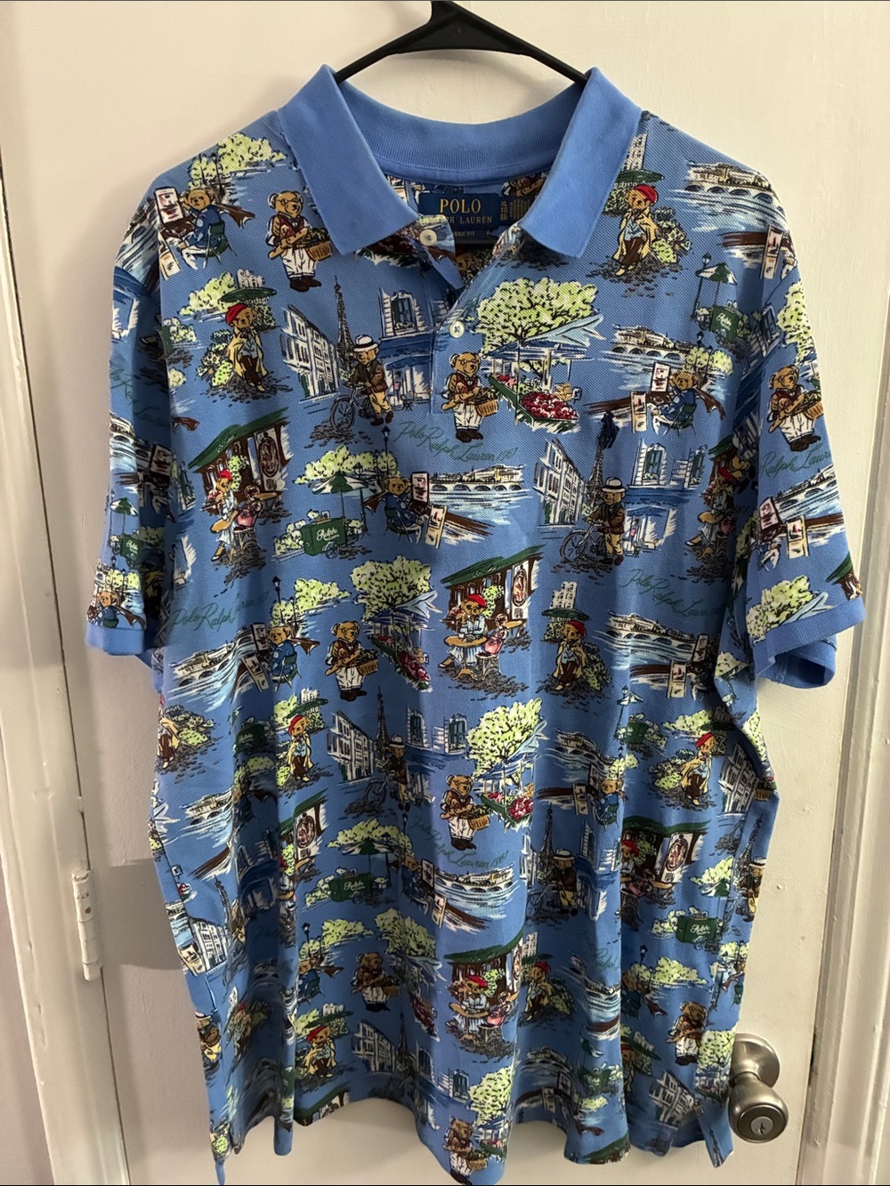 Polo by Ralph Lauren Light Blue Novelty Scenic Print Polo